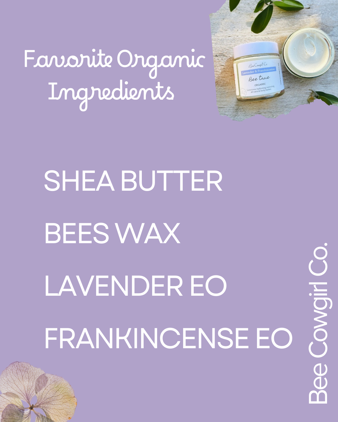 Bee True - Organic Body Butter - Lavender & Frankincense