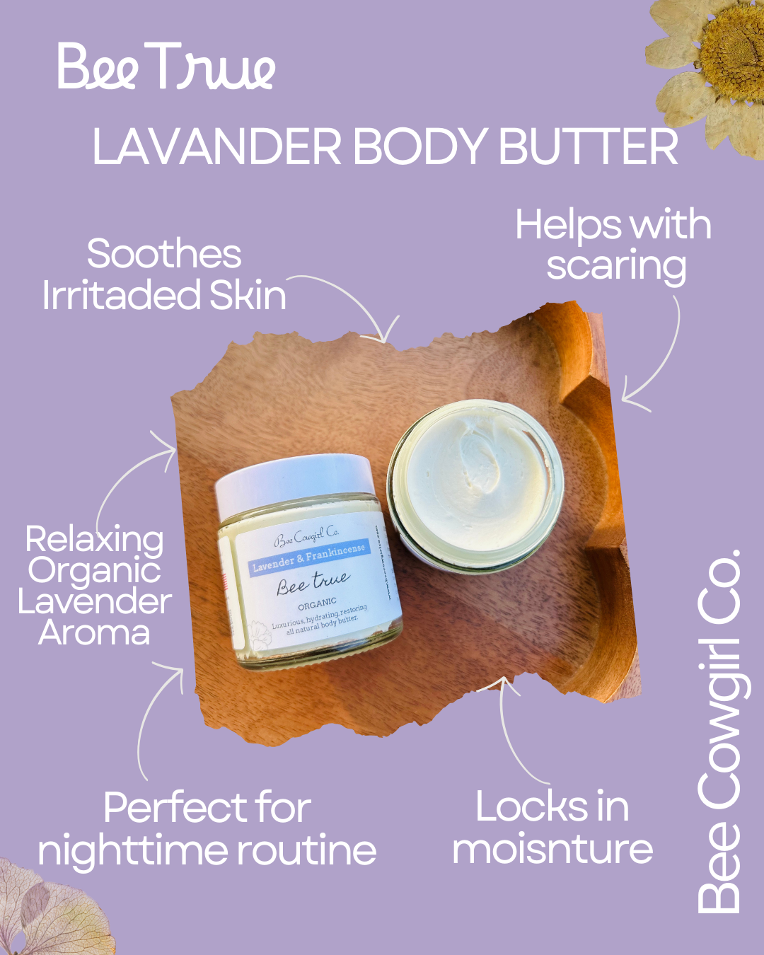Bee True - Organic Body Butter - Lavender & Frankincense